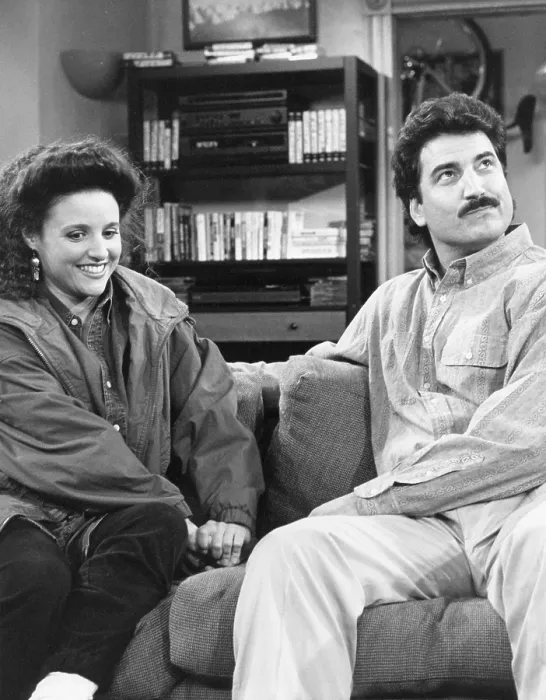 Framed Print : SEINFELD, from left: Julia Louis-Dreyfus, Keith Hernandez, The Boyfriend, (Season 3, ep. 317, aired Feb. 12, 1992), 1990-98
