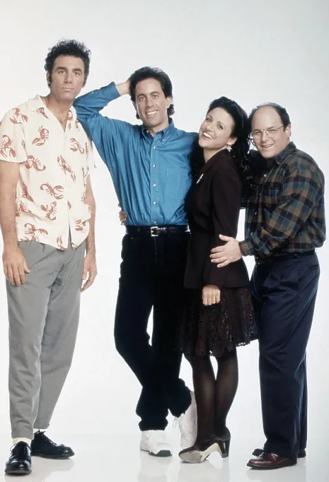 Framed Print : SEINFELD, from left: Michael Richards, Jerry Seinfeld, Julia Louis-Dreyfus, Jason Alexander, (Season 6, 1995), 1990-1998