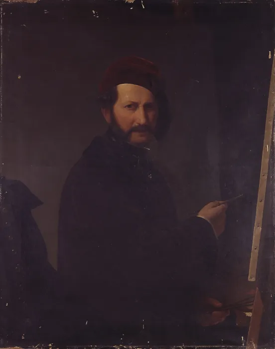 Framed Print : Self Portrait (Autoritratto) by Giuseppe Sogni, 1853, 19th Century, oil on canvas - Italy, Lombardy, Milan, Brera Academy. Whole artwork view