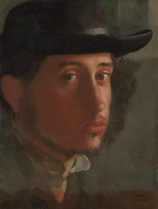 Framed Print : Self-portrait, by Edgar Degas, 1857-58, French impressionist painting, oil on paper