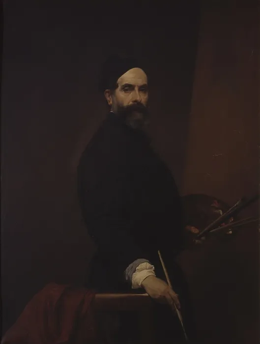 Framed Print : Self Portrait at fifty-seven years (Autoritratto a cinquantasette anni), by Francesco Hayez, 1848, 19th Century, oil on canvas. - Italy, Lombardy, Milan, Brera Collection