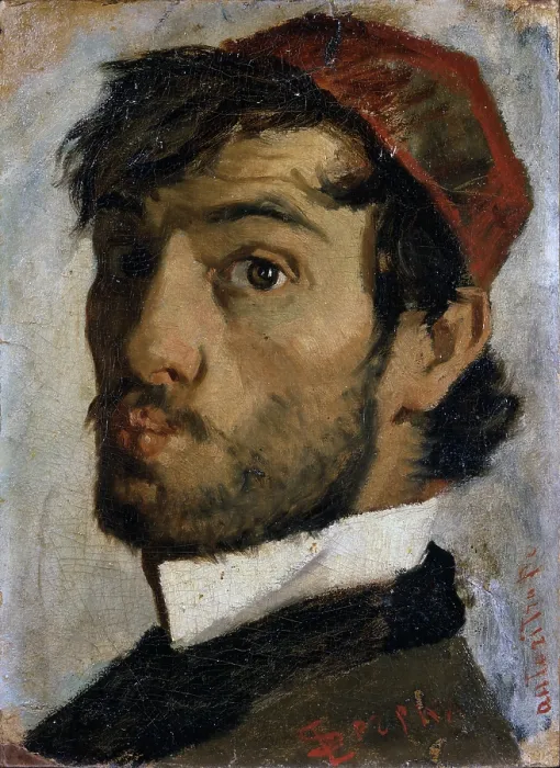 Framed Print : Self Portrait, by Luigi Serena, 1850 - 1899, 19th century, oil on canvas - Italy, Veneto, Treviso, Civic Museum. Whole artwork view Framed Print : Self Portrait, by Luigi Serena, 1850 - 1899, 19th century, oil on canvas - Italy, Veneto, Treviso, Civic Museum. Whole artwork view
