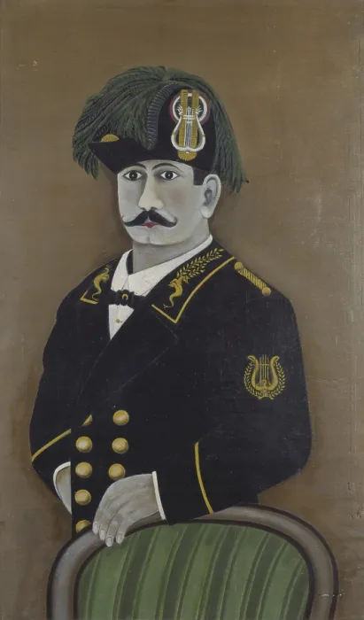 Framed Print : Self-portrait, by Orneore Metelli, 1925, 20th Century, oil on canvas - Italy, Umbria, Terni, Civic Collection Orneore Metelli. Whole artwork view