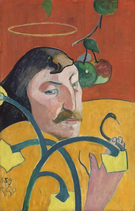 Framed Print : Self-Portrait, by Paul Gauguin, 1889, French Post-Impressionist painting, oil on wood panel