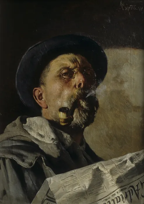 Framed Print : Self Portrait, by Pietro Pajetta, 1897 - 1899, 19th Century, canvas - Italy, Veneto, Vittorio Veneto, Cenedese Museum. Whole artwork view Framed Print : Self Portrait, by Pietro Pajetta, 1897 - 1899, 19th Century, canvas - Italy, Veneto, Vittorio Veneto, Cenedese Museum. Whole artwork view
