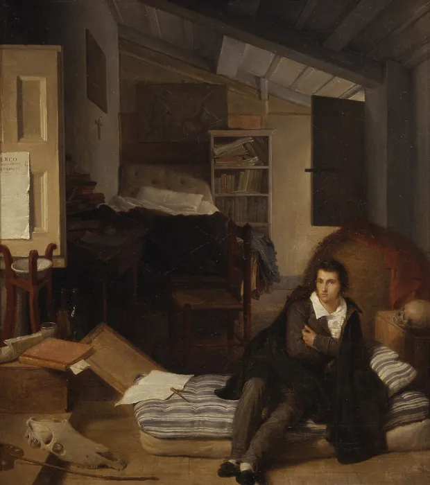 Framed Print : Self Portrait, by Tommaso Minardi, 1807- 1813, 19th Century, oil on canvas - Italy, Tuscany, Florence, Uffizi Gallery. Whole artwork view