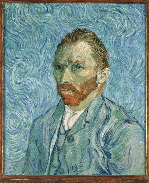 Framed Print : Self portrait, by Vincent Van Gogh, 1889, 19th Century, oil on canvas, cm 65 x 54 - France, Ile de France, Paris, Muse dOrsay, R.F. 1949. All