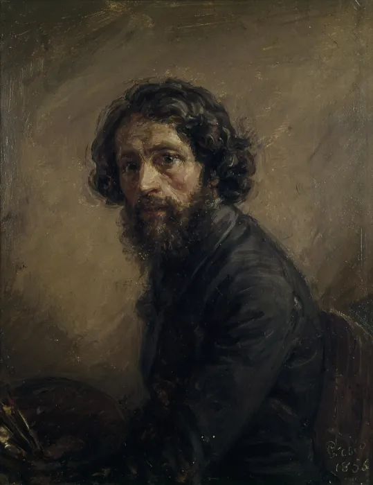 Framed Print : Selfportrait with palette (Autoritratto con tavolozza), by Giovanni Carnovali also known as Piccio, 1856, 19th Century, oil on canvas, 34 x 26 cm - Private collection
