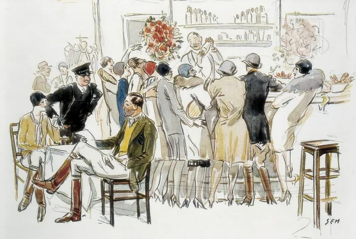 Framed Print : SEM, Georges Goursat, called (1863-1934). 'Bars et Cabarets de Paris. Bar du Traktir' (Bars and cabarets of Paris. Bar Traktir). Published in L'Illustration, 1926