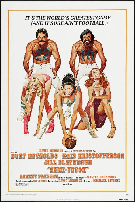 Framed Print : SEMI-TOUGH, US poster art, top from left: Burt Reynolds, Kris Kristofferson, 1977 Framed Print : SEMI-TOUGH, US poster art, top from left: Burt Reynolds, Kris Kristofferson, 1977