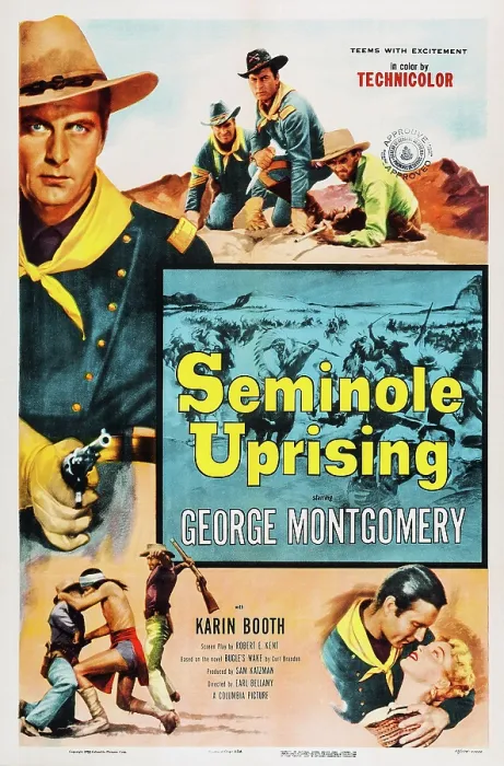 Framed Print : SEMINOLE UPRISING, US poster, George Montgomery (left), top from left: John Pickard, George Montgomery, William Fawcett, bottom right from left: George Montgomery, Karin Booth Framed Print : SEMINOLE UPRISING, US poster, George Montgomery (left), top from left: John Pickard, George Montgomery, William Fawcett, bottom right from left: George Montgomery, Karin Booth