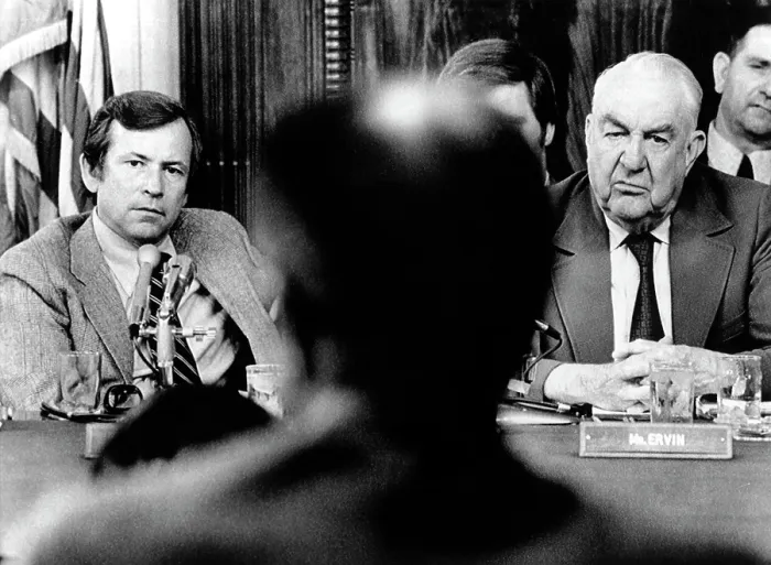 Framed Print : Sen. Howard Baker, Sen. Sam Ervin, listening to former Chief of Staff H.R. Haldeman during the Senate Watergate Committee Hearings, July 30, 1970 Framed Print : Sen. Howard Baker, Sen. Sam Ervin, listening to former Chief of Staff H.R. Haldeman during the Senate Watergate Committee Hearings, July 30, 1970