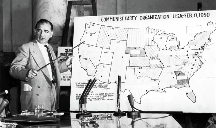 Framed Print : Sen. Joseph McCarthy before Senate Committee, 1950s, pointing to U.S. map. Courtesy: CSU Archives  /  Everett Collection