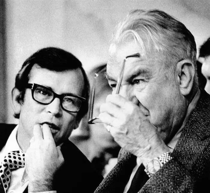 Framed Print : Senate Watergate Committee. Chairman Sam Ervin and Vice Chairman Howard Baker during the testimony of former White House counsel John Dean III. June 6, 1973