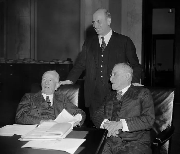 Framed Print : Senator Carter Glass with Henry Morgenthau Sr. and Jr. in 1939