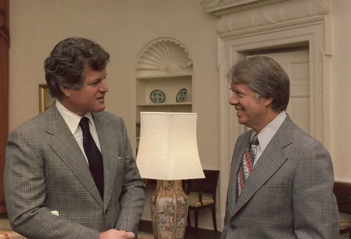 Framed Print : Senator Edward Kennedy 1932-2009 meets with President Jimmy Carter in the Oval Office in 1977 Framed Print : Senator Edward Kennedy 1932-2009 meets with President Jimmy Carter in the Oval Office in 1977