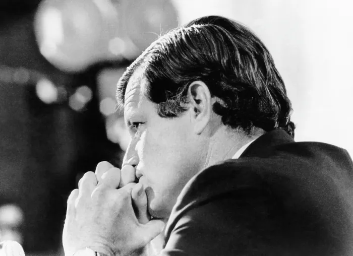 Framed Print : Senator Edward Kennedy, appearing before Commission on Campus Unrest, Washington, July 15, 1970, Courtesy: CSU Archives / Everett Collection