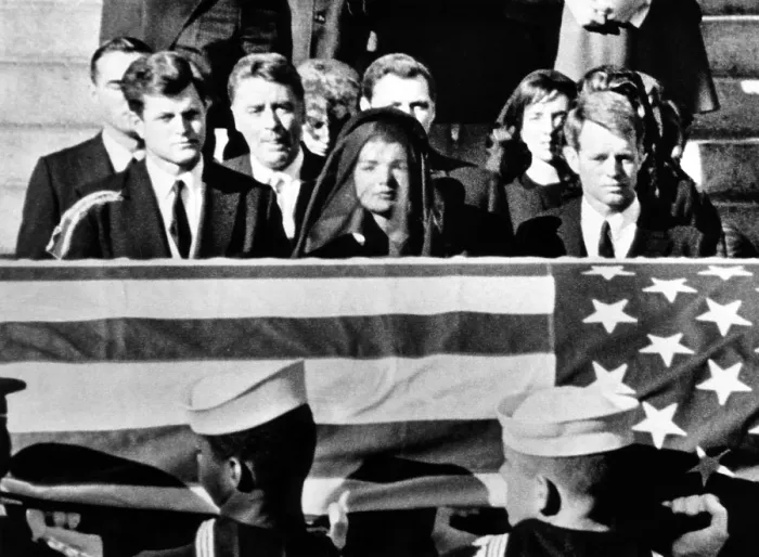 Framed Print : Senator Edward Kennedy, Jacqueline Kennedy and Attorney General Robert Kennedy at President John F. Kennedy's funeral, 1963. Courtesy: CSU Archives / Everett Collection