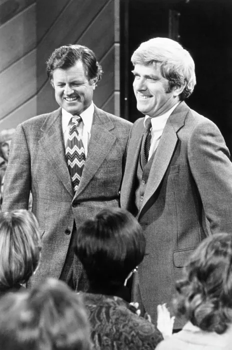 Framed Print : Senator Edward Kennedy, left, appearing on Phil Donahue's TV show to discuss healthcare, October 1978, Courtesy: CSU Archives / Everett Collection Framed Print : Senator Edward Kennedy, left, appearing on Phil Donahue's TV show to discuss healthcare, October 1978, Courtesy: CSU Archives / Everett Collection