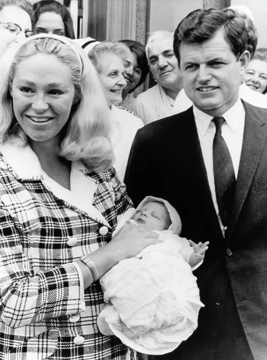 Framed Print : Senator Edward Kennedy and his wife, Joan Kennedy, with their baby son, Patrick Joseph Kennedy, St