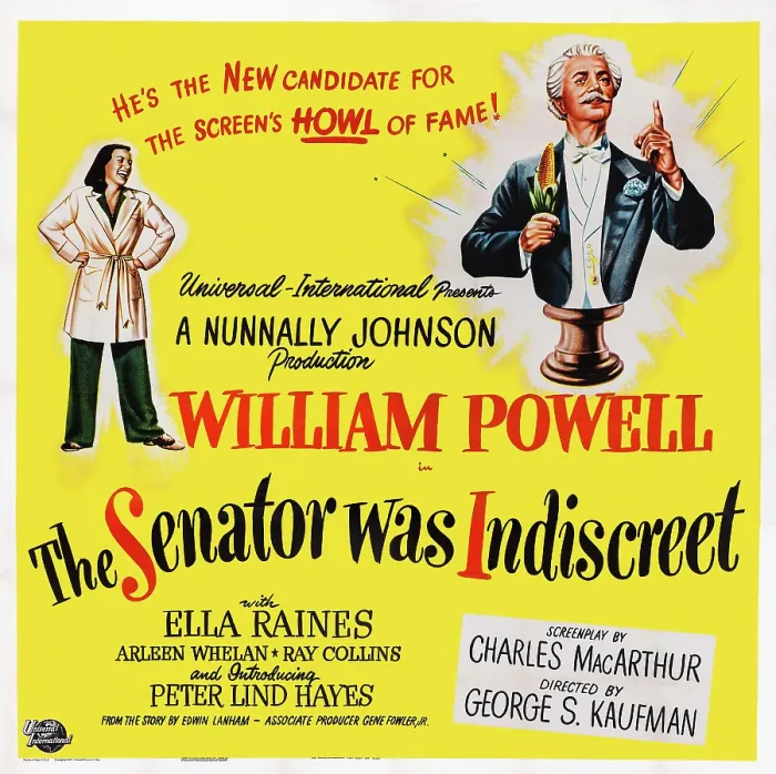 Framed Print : THE SENATOR WAS INDISCREET, US poster art, from left: Ella Raines, William Powell, 1947