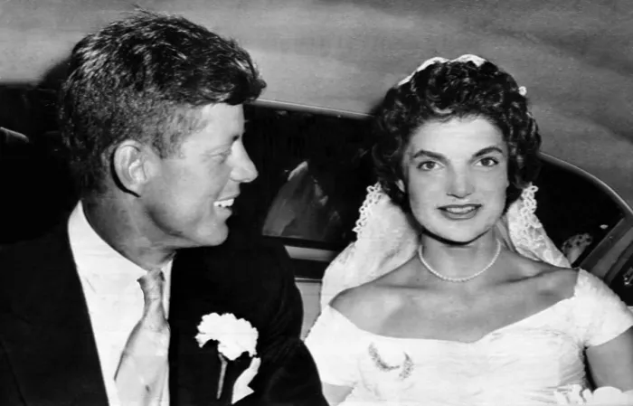 Framed Print : Senator John F. Kennedy, Jacqueline Kennedy, leave St. Mary's Church of Newport after their wedding, September 12, 1953. Courtesy: CSU Archives / Everett Collection