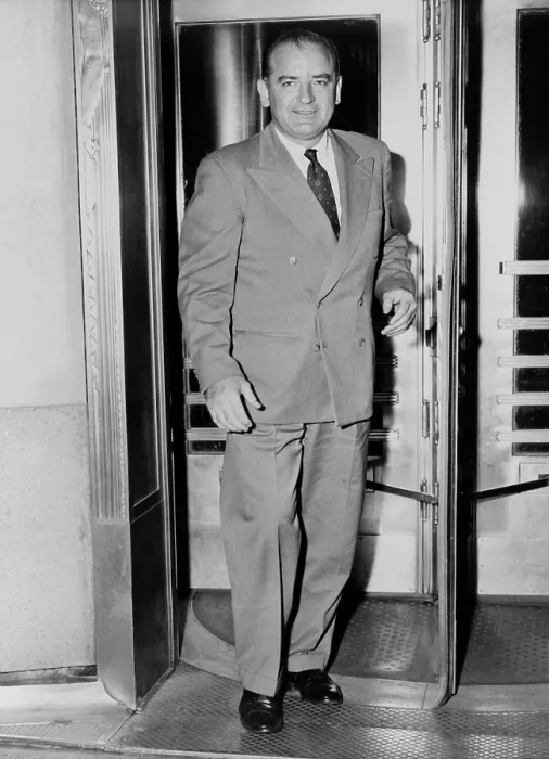 Framed Print : Senator Joseph McCarthy, leaving Waldorf-Astoria hotel in 1954