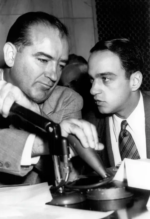 Framed Print : Senator Josephn McCarthy confers with his attorney, Roy Cohn, during the Army-McCarthy hearings, 1954. Courtesy: CSU Archives / Everett Collection