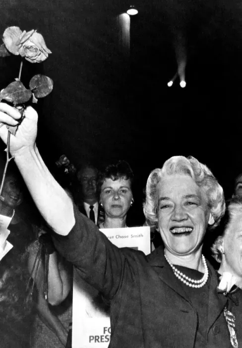 Framed Print : Senator Margaret Chase Smith waves to the crowd after being nomiated for president in 1964. Courtesy: CSU Archives / Everett Collection