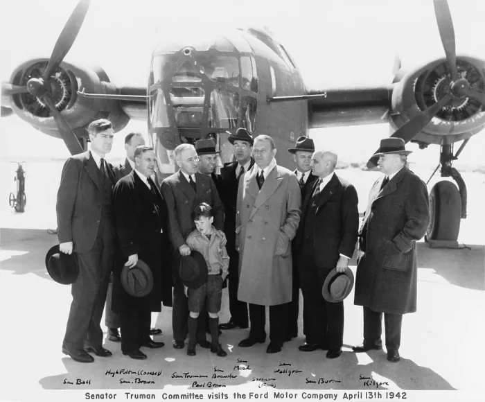 Framed Print : Senator Truman's committee visits the Ford Motor Company on April 13, 1942