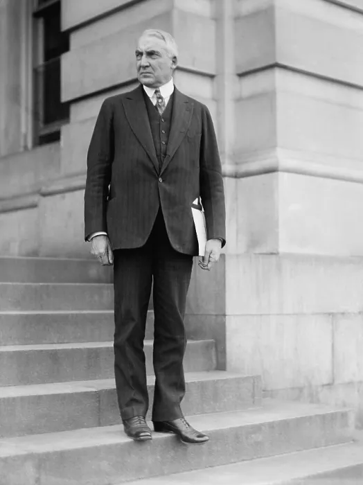 Framed Print : Senator Warren Harding on the steps of the U.S. Capitol, ca. 1918-1920. (BSLOC_2015_15_10)