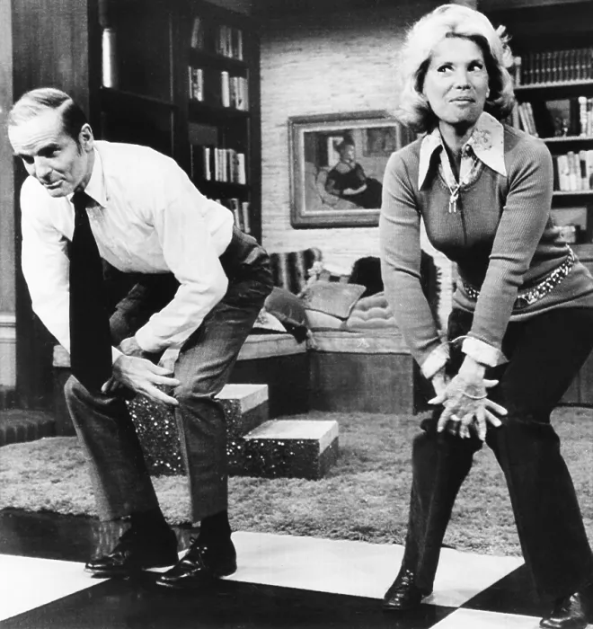 Framed Print : Senator William Proxmire does the Charleston with Dinah Shore on NBC-TVs Dinah's place'. Dec. 1, 1972