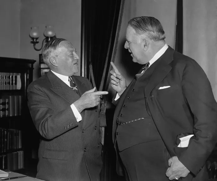 Framed Print : Senators Robert Wagner and David Walsh after Supreme Court decision. Apr. 12, 1937