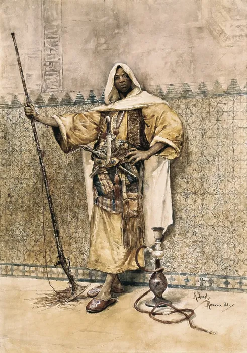Framed Print : SENET Y PEREZ, Rafael (1856-1926). Portrait of an Arab. 1881. Watercolour. SPAIN. Sevilla. Fine Arts Museum. AISA / Everett Collection**US SALES ONLY**