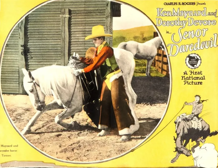 Framed Print : SENOR DAREDEVIL, Ken Maynard on lobbycard, 1926