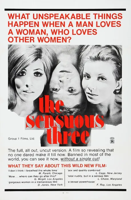 Framed Print : THE SENSUOUS THREE, (aka HARLIS), US poster art, 1972