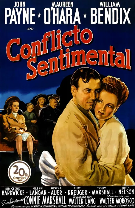 Framed Print : SENTIMENTAL JOURNEY, (aka CONFLICTO SENTIMENTAL), Spanish poster, front: John Payne, Maureen O'Hara; back left: Connie Marshall, 1946