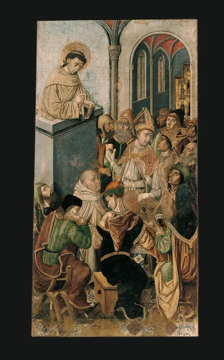 Framed Print : Sermon of St. Francis, by Master from Castelsardo, Retable of the Portiuncula, 1480 - 1520, 15th - 16th Century, board - Italy, Sardinia, Cagliari, National Gallery Framed Print : Sermon of St. Francis, by Master from Castelsardo, Retable of the Portiuncula, 1480 - 1520, 15th - 16th Century, board - Italy, Sardinia, Cagliari, National Gallery