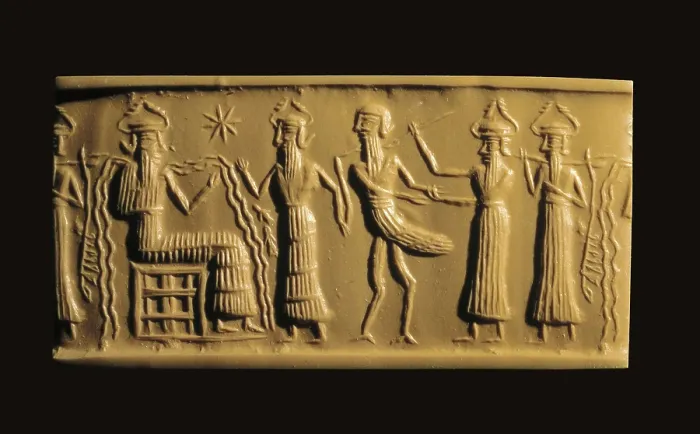 Framed Print : Serpentinite cylinder seal. 2300 -2200 BC. Akkadian art. Seal. UNITED KINGDOM. London. The British Museum. Proc: SYRIA. Mesopotamia. AISA / Everett Collection**US SALES ONLY** Framed Print : Serpentinite cylinder seal. 2300 -2200 BC. Akkadian art. Seal. UNITED KINGDOM. London. The British Museum. Proc: SYRIA. Mesopotamia. AISA / Everett Collection**US SALES ONLY**