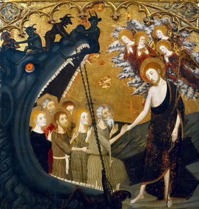 Framed Print : SERRA, Jaume (1358-1397). Altarpiece of the Holy Sepulchre. 14th c. Descent into hell. Catalan school. Italian gothic. Tempera on wood. SPAIN. Zaragoza. Zaragoza Province Museum Framed Print : SERRA, Jaume (1358-1397). Altarpiece of the Holy Sepulchre. 14th c. Descent into hell. Catalan school. Italian gothic. Tempera on wood. SPAIN. Zaragoza. Zaragoza Province Museum