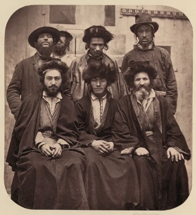 Framed Print : Seven Ashkenazi Jewish men, a woodburytype illustration in UNDERGROUND JERUSALEM of 1876