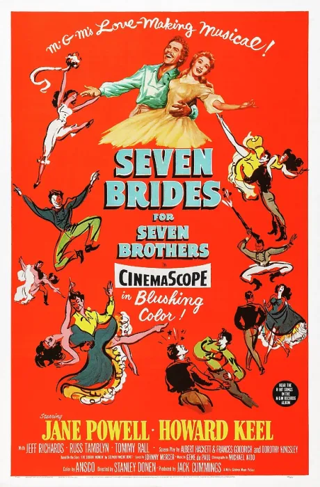 Framed Print : SEVEN BRIDES FOR SEVEN BROTHERS, top from left: Howard Keel, Jane Powell, 1954