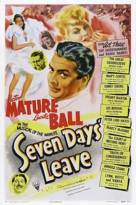 Framed Print : SEVEN DAYS LEAVE, US poster art, Victor Mature, Lucille Ball, 1942 Framed Print : SEVEN DAYS LEAVE, US poster art, Victor Mature, Lucille Ball, 1942