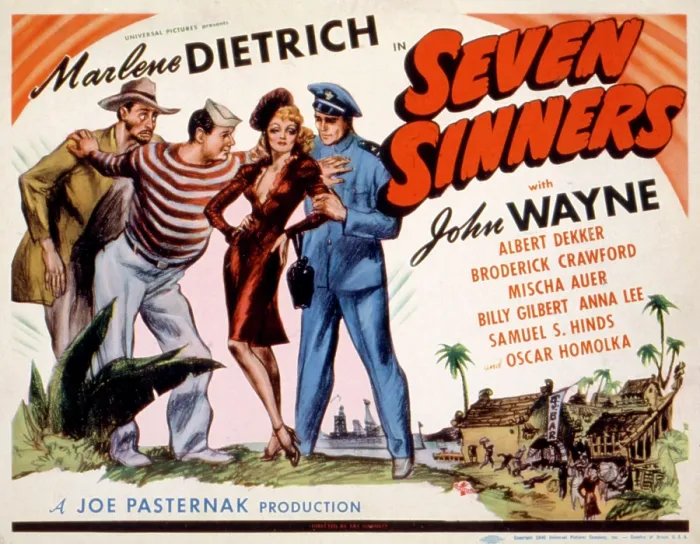 Framed Print : SEVEN SINNERS, Mischa Auer, Broderick Crawford, Marlene Dietrich, Oscar Homolka, 1940