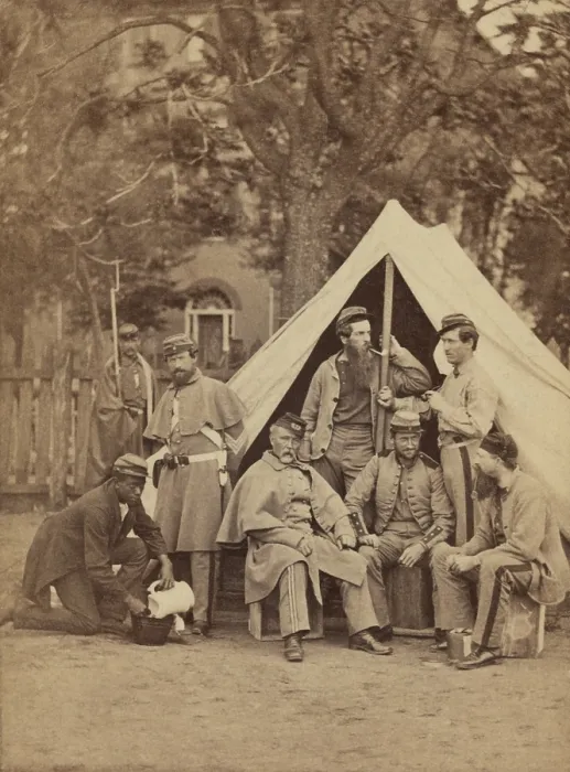 Framed Print : Seven Union Civil War soldiers of the 7th New York Infantry at Camp Cameron, Washington, DC Framed Print : Seven Union Civil War soldiers of the 7th New York Infantry at Camp Cameron, Washington, DC