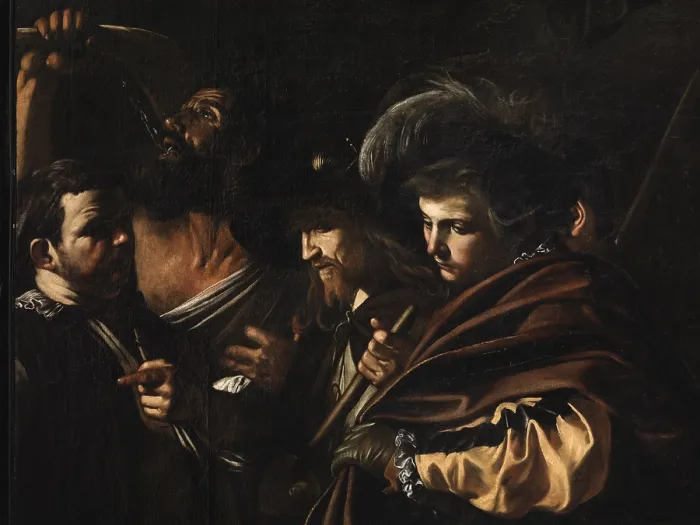 Framed Print : Seven Works of Mercy, by Merisi Michelangelo known as Caravaggio, 17th Century, 1606 -1607, oil on canvas, cm 390 x 260 - Italy, Campania, Naples