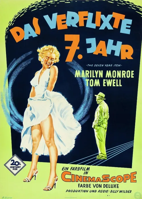 Framed Print : THE SEVEN YEAR ITCH, (aka DAS VERFLIXTE 7 JAHR), from left: Marilyn Monroe, Tom Ewell, 1955, TM and Copyright 20th Century Fox Film Corp