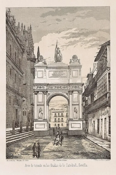 Framed Print : Sevilla. Triumphal arch built in the cathedral to celebrat the visit of Isabel II to Sevilla in 1862. Engraving. SPAIN. Madrid. National Library Framed Print : Sevilla. Triumphal arch built in the cathedral to celebrat the visit of Isabel II to Sevilla in 1862. Engraving. SPAIN. Madrid. National Library