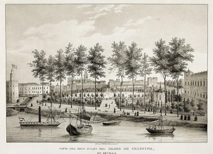 Framed Print : Seville. View of Cristina's promenade. Engraving. SPAIN. Madrid. National Library. - M.C.Esteban / Iberfoto / Everett Collection (368823)**US SALES ONLY** Framed Print : Seville. View of Cristina's promenade. Engraving. SPAIN. Madrid. National Library. - M.C.Esteban / Iberfoto / Everett Collection (368823)**US SALES ONLY**
