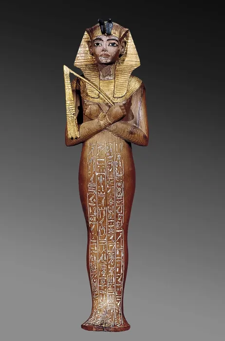 Framed Print : Shabti figure of the king. 1370 -1352 BC. Tomb of Tutankhamun. Represented as Osiris. Painted wood. Egyptian art. New Kingdom. Sculpture on wood. EGYPT. Cairo. Egyptian Museum